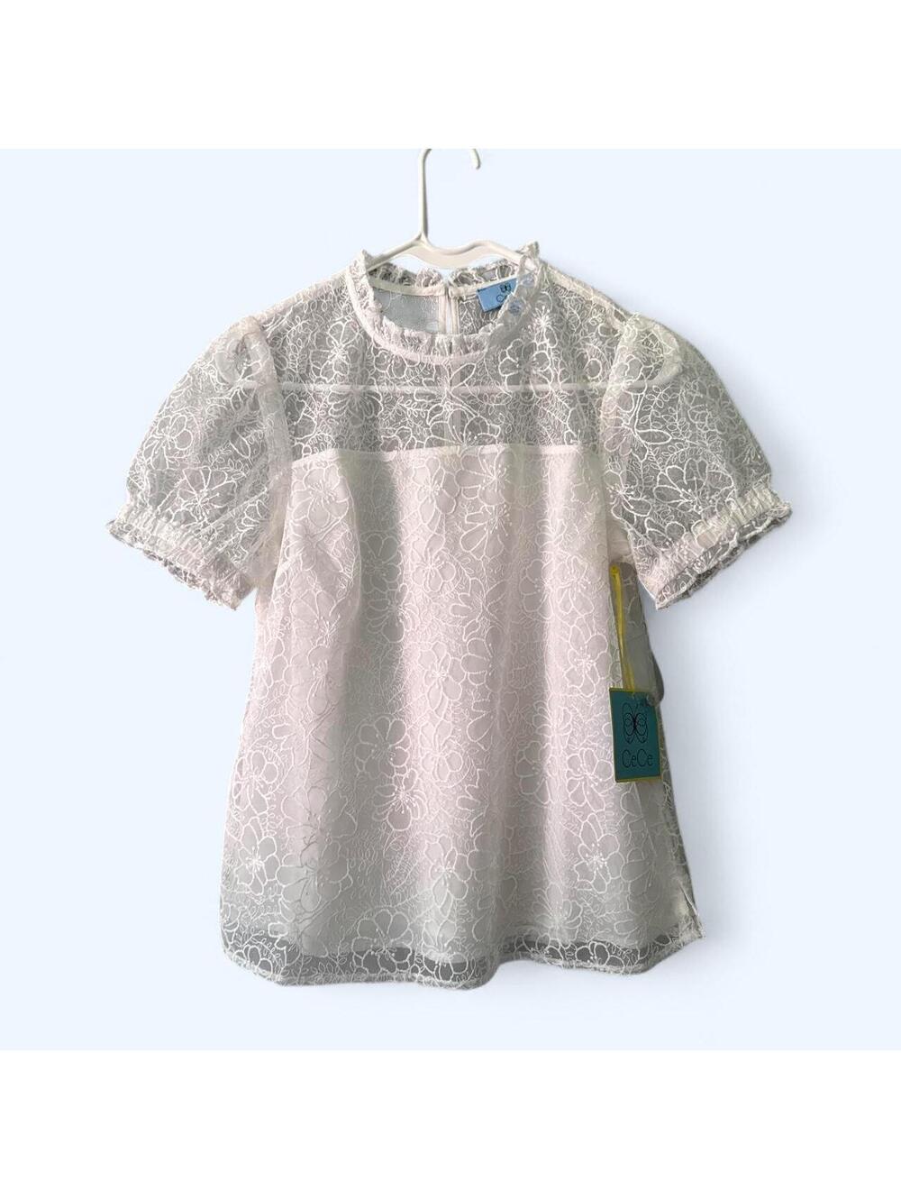 NWT CECE garden romance New ivory lace blouse sze XS - Picture 1 of 5